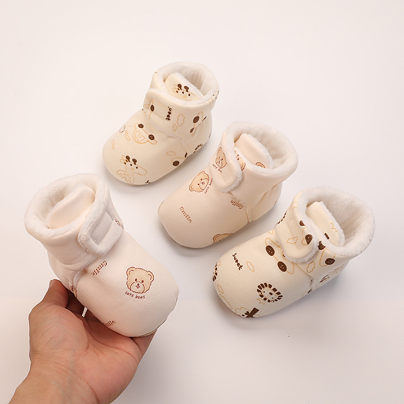 Παιδικά παπούτσια για νηπια με cartoon εκτύπωση, ζεστό βαμβακερό επάνω μέρος, αντιολισθητική μαλακή σόλα, κλείσιμο Velcro (Εποχές: Χειμώνας, Άνοιξη, Φθινόπωρο; Ηλικίες 12–36 μηνών)