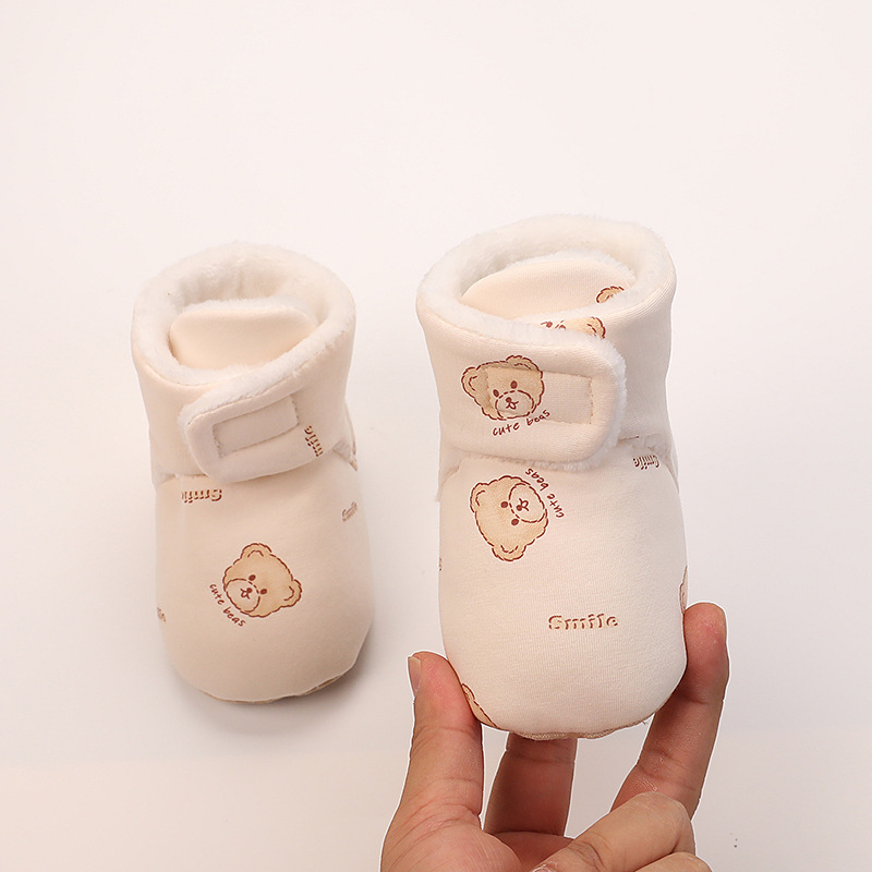 Παιδικά παπούτσια για νηπια με cartoon εκτύπωση, ζεστό βαμβακερό επάνω μέρος, αντιολισθητική μαλακή σόλα, κλείσιμο Velcro (Εποχές: Χειμώνας, Άνοιξη, Φθινόπωρο; Ηλικίες 12–36 μηνών)