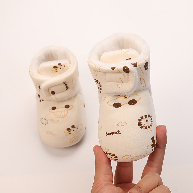 Παιδικά παπούτσια για νηπια με cartoon εκτύπωση, ζεστό βαμβακερό επάνω μέρος, αντιολισθητική μαλακή σόλα, κλείσιμο Velcro (Εποχές: Χειμώνας, Άνοιξη, Φθινόπωρο; Ηλικίες 12–36 μηνών)