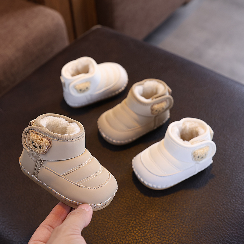 Unisex dječje zimske čizme za snijeg za djecu od 12 do 36 mjeseci, gornji dio od sintetičke kože, podstavljene flisom, zatvaranje na Velcro
