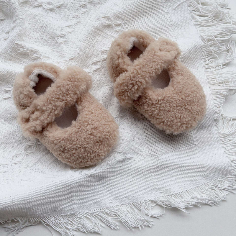 INS Dječje cipele za djevojčice s pliš podstavom, korejski stil, jednobojne tople pamuk cipele za bebe, zima, cipele za učenje hodanja, stil princeze