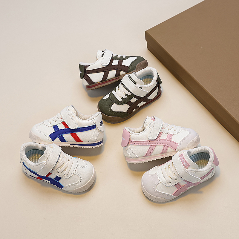Forrest Gump stil dječje tenisice, unisex, mekana potplat, Velcro zatvaranje, niski gornji dio, prugasti uzorak, proljeće i jesen, 12–36 mjeseci