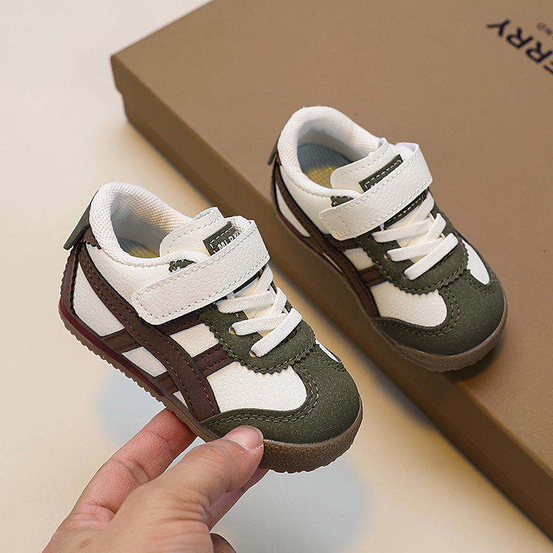Forrest Gump stil dječje tenisice, unisex, mekana potplat, Velcro zatvaranje, niski gornji dio, prugasti uzorak, proljeće i jesen, 12–36 mjeseci