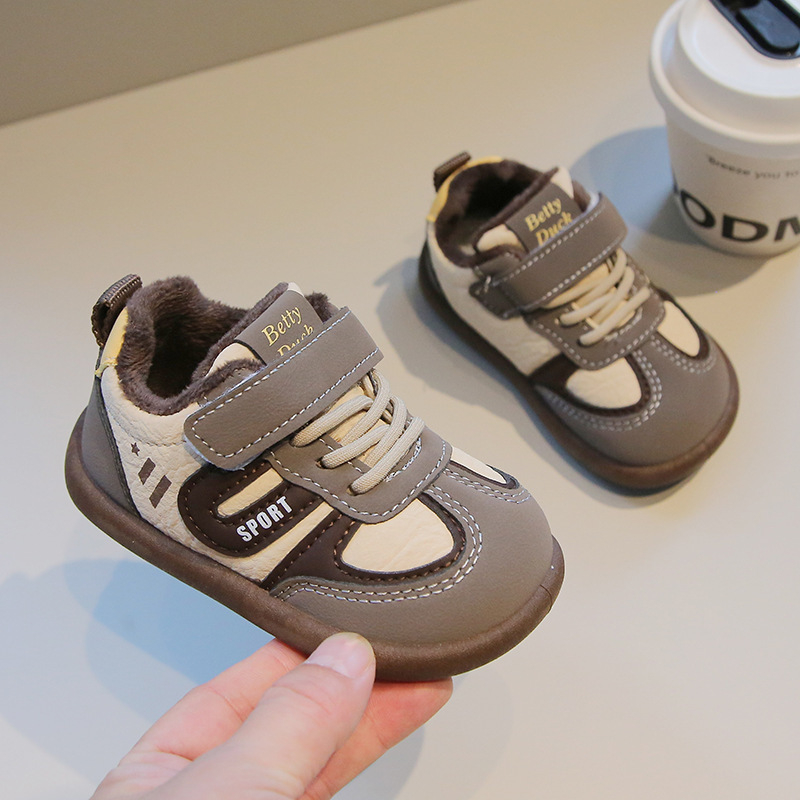 Zimske tople cipele za bebe i djecu, unisex, s Velcro trakom, PU gornji dio, topla podstava