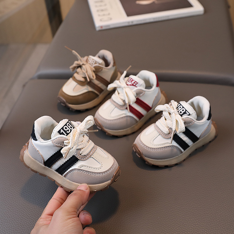 Unisex tenisice od platna za djecu, prugaste, niski gležanj, Velcro zatvarač, dišuće – proljeće 2024, 12–36 mjeseci