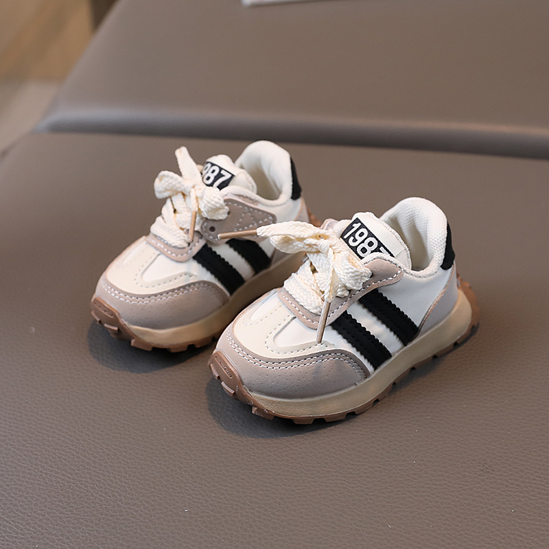 Unisex tenisice od platna za djecu, prugaste, niski gležanj, Velcro zatvarač, dišuće – proljeće 2024, 12–36 mjeseci
