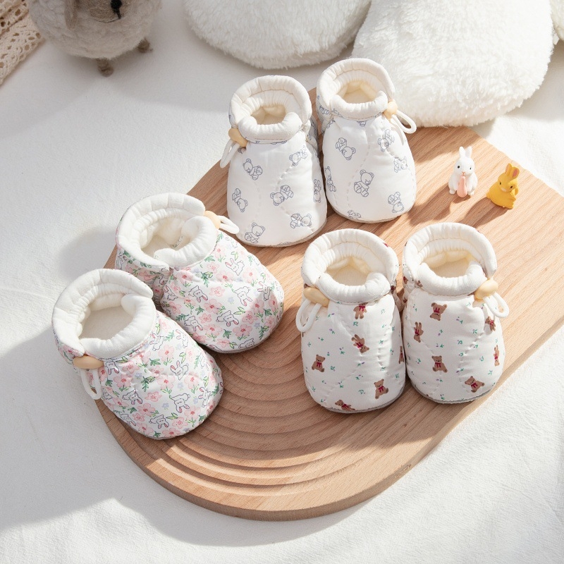 Zimske cipele za bebe 6-12 mjeseci, unisex s mekom potplatom za učenje hodanja, 100% pamuk, flis podstava, tople i debele, s motivom životinja