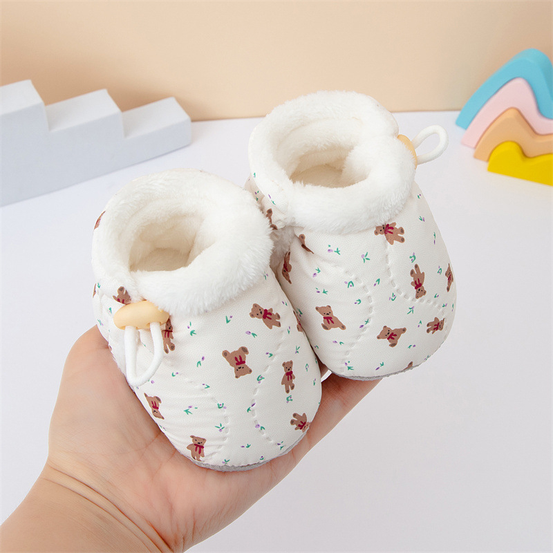 Zimske cipele za bebe 6-12 mjeseci, unisex s mekom potplatom za učenje hodanja, 100% pamuk, flis podstava, tople i debele, s motivom životinja