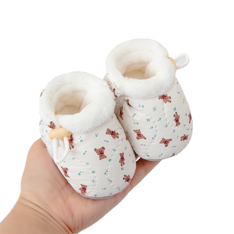 Zimske cipele za bebe 6-12 mjeseci, unisex s mekom potplatom za učenje hodanja, 100% pamuk, flis podstava, tople i debele, s motivom životinja