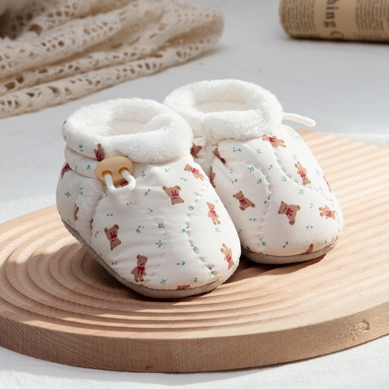 Zimske cipele za bebe 6-12 mjeseci, unisex s mekom potplatom za učenje hodanja, 100% pamuk, flis podstava, tople i debele, s motivom životinja