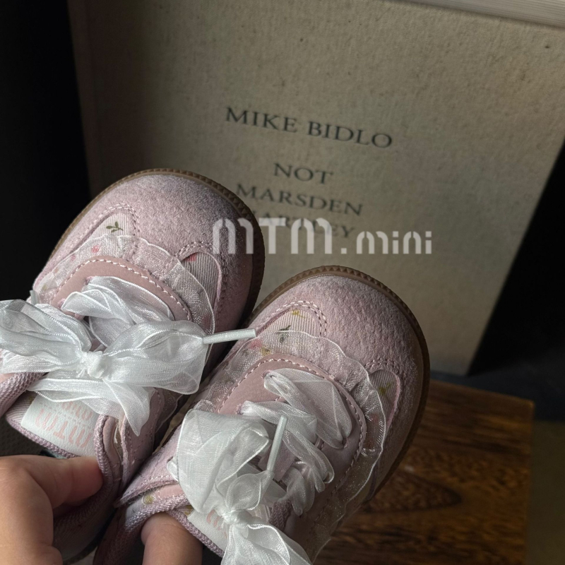 Dječje kožne tenisice za djevojčice s Velcro zatvaračem, niski gornji dio, baletni stil s mašnicom od čipke, gumeni potplat, 12–36 mjeseci