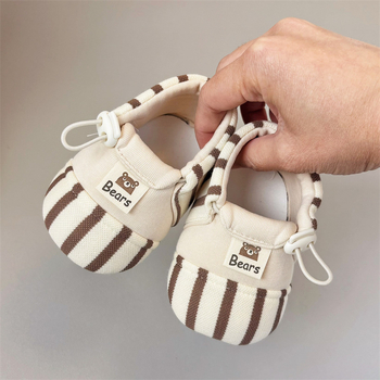 Cipele za bebe sa mekanom postolom, za 0–15 mjeseci, unisex, s prugastim pamukom na gornjoj strani, protuklizne, lagane za prve korake