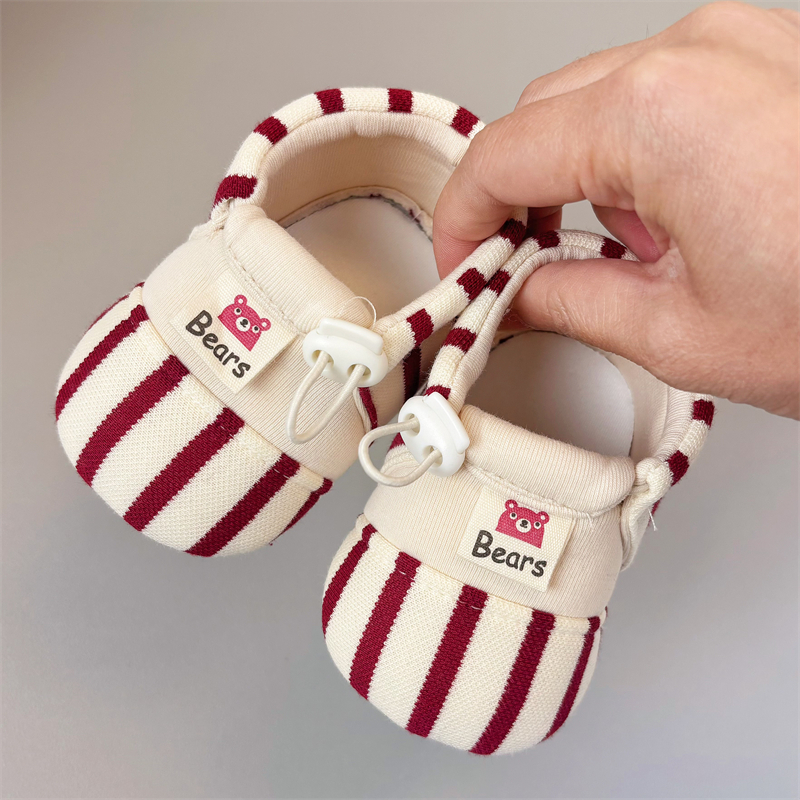 Cipele za bebe sa mekanom postolom, za 0–15 mjeseci, unisex, s prugastim pamukom na gornjoj strani, protuklizne, lagane za prve korake