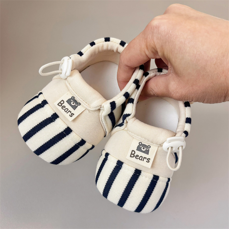 Cipele za bebe sa mekanom postolom, za 0–15 mjeseci, unisex, s prugastim pamukom na gornjoj strani, protuklizne, lagane za prve korake