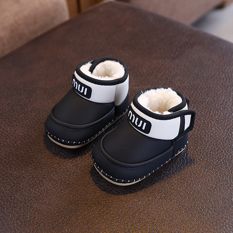 Zimske čizme za snijeg za bebe i malu djecu, unisex, gornji dio od sintetičke kože, fleece podstava, zatvaranje Velcro, dob 6–36 mjeseci