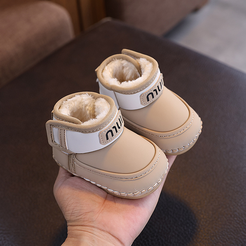 Zimske čizme za snijeg za bebe i malu djecu, unisex, gornji dio od sintetičke kože, fleece podstava, zatvaranje Velcro, dob 6–36 mjeseci