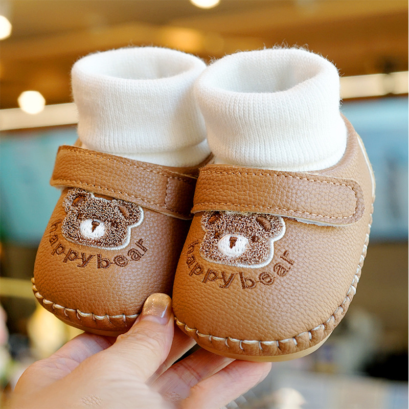 Adidași pentru bebeluși cu talpă PVC, partea superioară din piele sintetică, închidere Velcro, înalte, lansare iarnă 2025, pentru vârste 0–15 luni, anti-derapare, călduroși, rezistenți la uzură