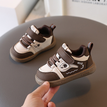 Pantofi sport pentru bebeluți și copii mici, piele sintetică respirabilă, închidere Velcro, talpă antiderapantă, model color-block