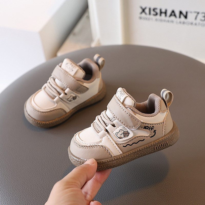 Pantofi sport pentru bebeluți și copii mici, piele sintetică respirabilă, închidere Velcro, talpă antiderapantă, model color-block