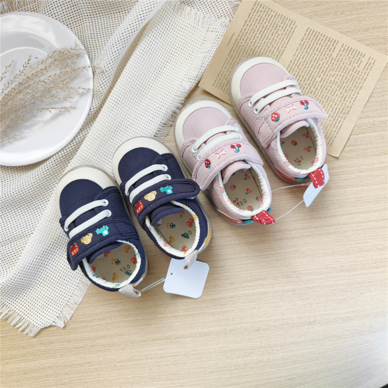 Dječje tenisice za hodanje s mekom potplatom, izvezeni dizajn, platnene tenisice s Velcro zatvaračem, unisex, za proljeće