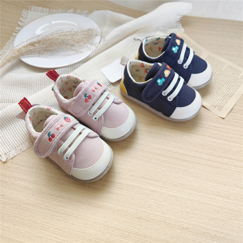 Dječje tenisice za hodanje s mekom potplatom, izvezeni dizajn, platnene tenisice s Velcro zatvaračem, unisex, za proljeće