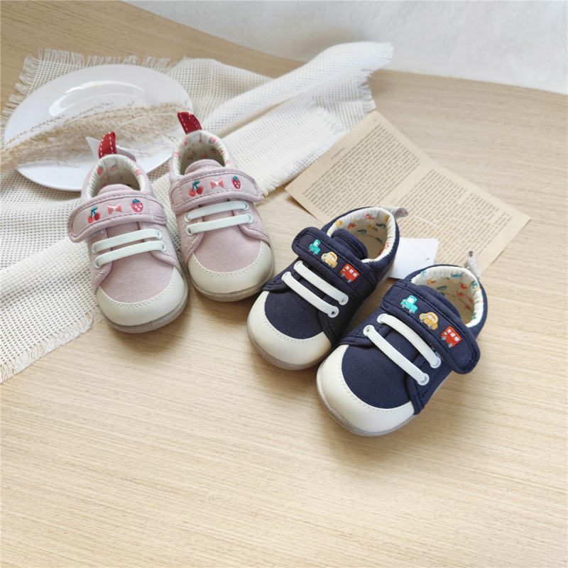 Dječje tenisice za hodanje s mekom potplatom, izvezeni dizajn, platnene tenisice s Velcro zatvaračem, unisex, za proljeće