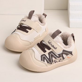 Unisex zimske pamučne cipele za bebe s Velcro zatvaračem – niski gornji dio, tople i otporne na trošenje, gornji dio od sintetičke kože, karikatura stil, uzrast 12–36 mjeseci, 24–48 mjeseci