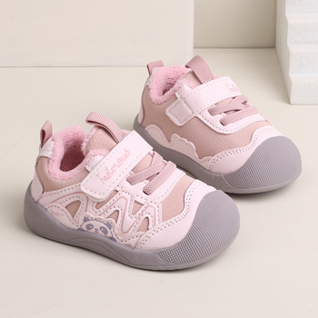 Unisex zimske pamučne cipele za bebe s Velcro zatvaračem – niski gornji dio, tople i otporne na trošenje, gornji dio od sintetičke kože, karikatura stil, uzrast 12–36 mjeseci, 24–48 mjeseci