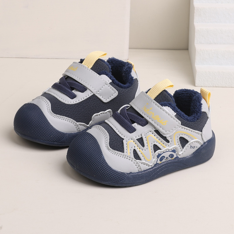 Unisex zimske pamučne cipele za bebe s Velcro zatvaračem – niski gornji dio, tople i otporne na trošenje, gornji dio od sintetičke kože, karikatura stil, uzrast 12–36 mjeseci, 24–48 mjeseci