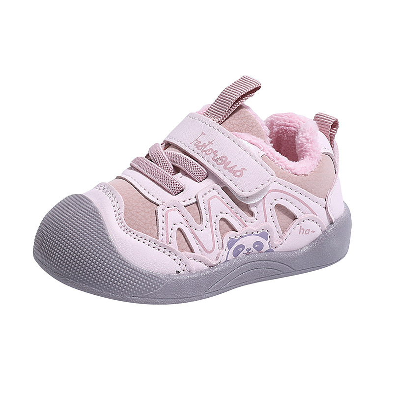 Unisex zimske pamučne cipele za bebe s Velcro zatvaračem – niski gornji dio, tople i otporne na trošenje, gornji dio od sintetičke kože, karikatura stil, uzrast 12–36 mjeseci, 24–48 mjeseci