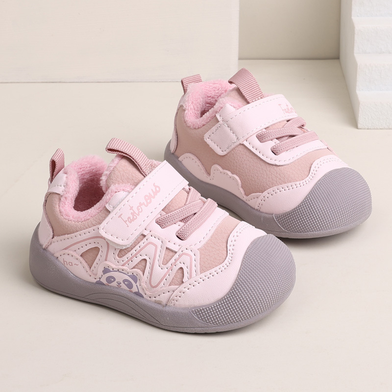 Unisex zimske pamučne cipele za bebe s Velcro zatvaračem – niski gornji dio, tople i otporne na trošenje, gornji dio od sintetičke kože, karikatura stil, uzrast 12–36 mjeseci, 24–48 mjeseci