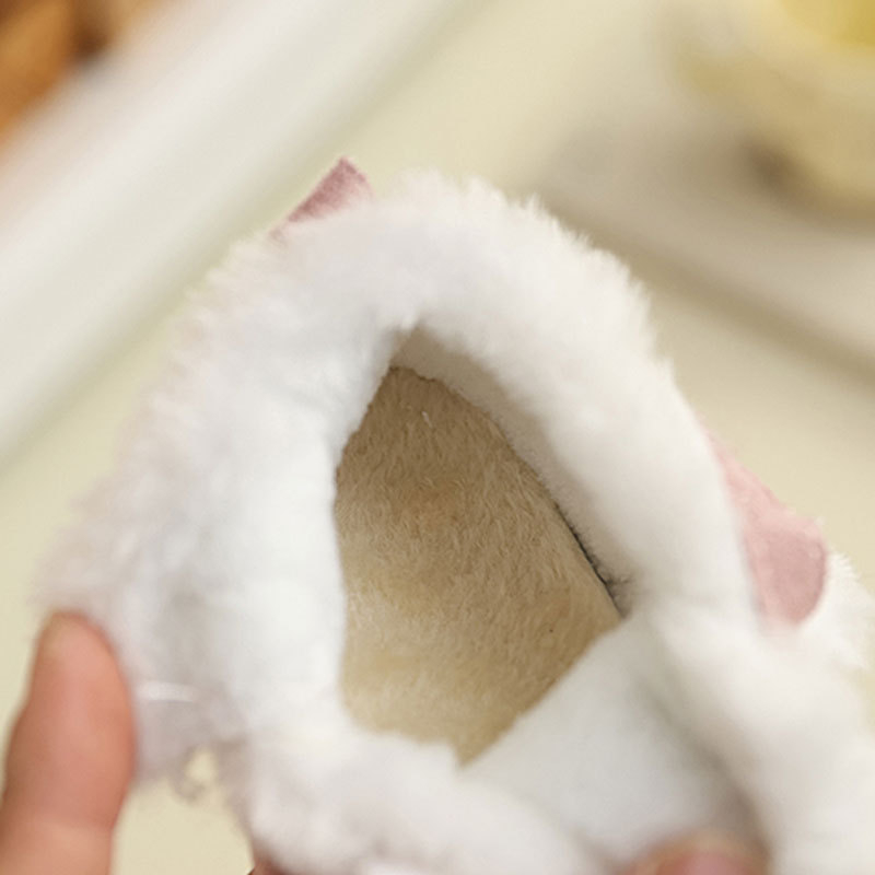 Zimske nove stilne cipele za hodanje za bebe, mekane potplate, karikatura dizajn, unisex, 0–18 mjeseci, fleece podstava, debeli