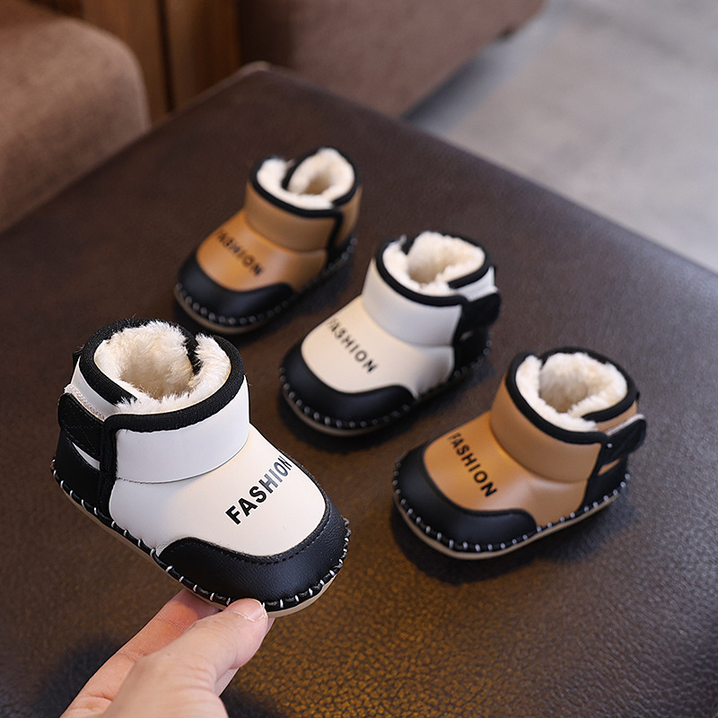 2025 zimske bebi čizme od pamuka, tople snježne cipelice za bebe 0–1 godina, unisex, fleece podstava, mek potplat