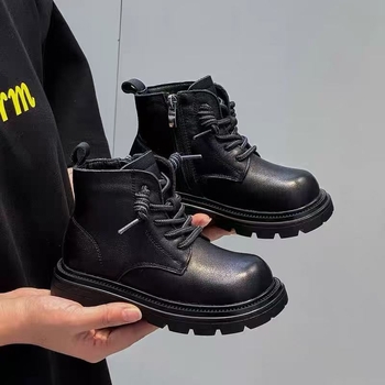 Martin čizme od kože prvog sloja teleće kože, unisex, niski kroj, bočni zatvarač, gumeni potplat