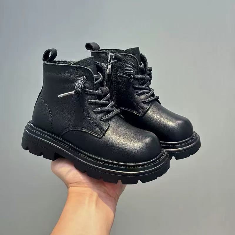Martin čizme od kože prvog sloja teleće kože, unisex, niski kroj, bočni zatvarač, gumeni potplat