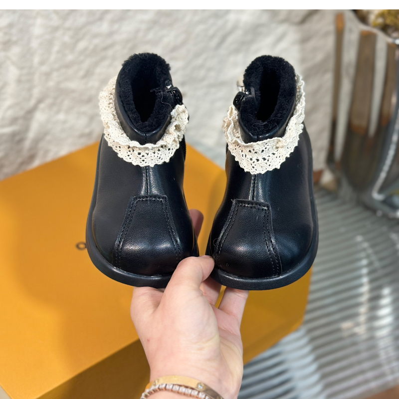 Ghete de iarnă pentru fete, PU peste, închidere laterală cu fermoar, talpă din cauciuc, stil prințesă, pentru vârste 4–16 ani