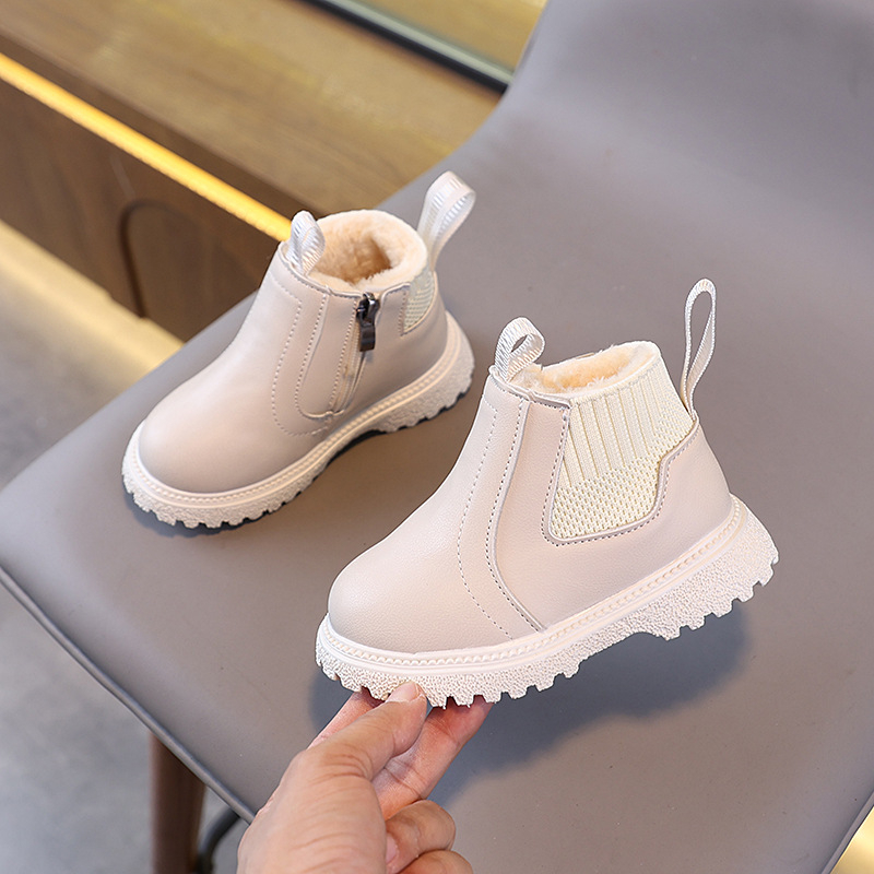 Botine Martin pentru copii — unisex, fermoar lateral, partea superioară din piele artificială, talpă din cauciuc