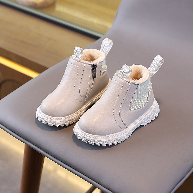 Botine Martin pentru copii — unisex, fermoar lateral, partea superioară din piele artificială, talpă din cauciuc