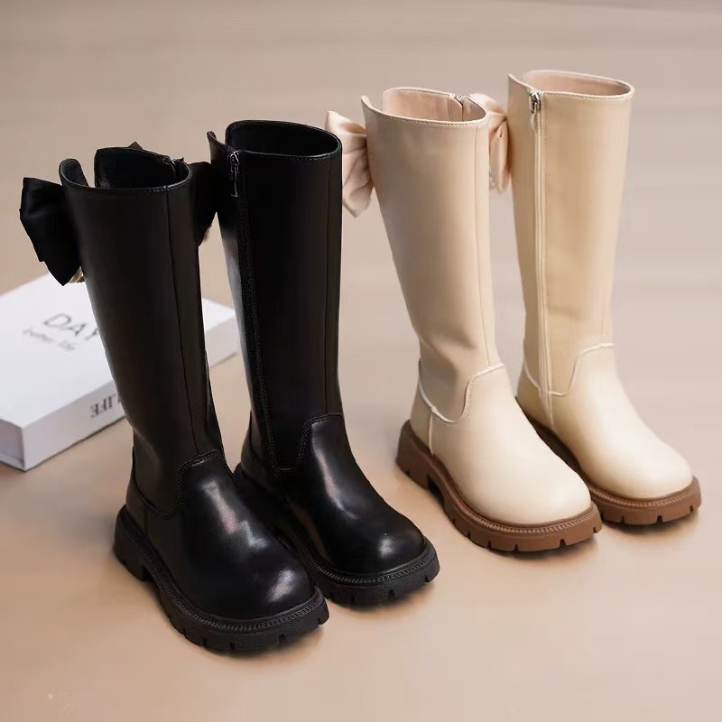 Ghete de modă pentru fete, stil prințesă, înalte, partea superioară din piele sintetică, fermoar lateral