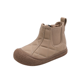 Ghete Martin pentru copii, căptușite cu fleece, fermoar lateral, talpă din cauciuc, anti-alunecare, rezistente la uzură