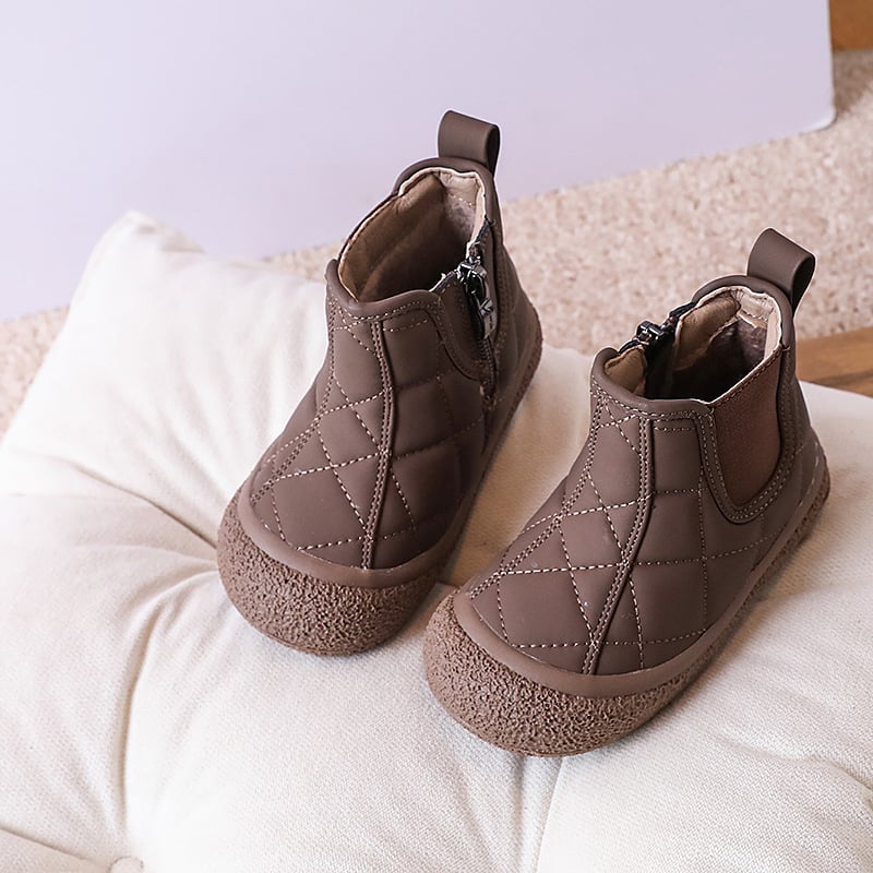 Ghete Martin pentru copii, căptușite cu fleece, fermoar lateral, talpă din cauciuc, anti-alunecare, rezistente la uzură