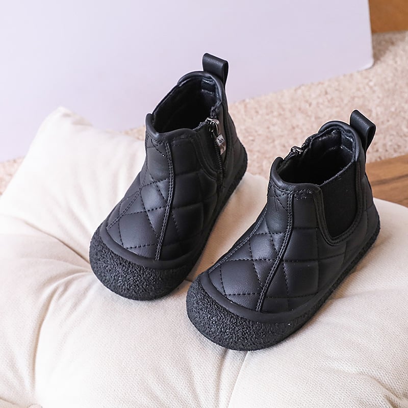 Ghete Martin pentru copii, căptușite cu fleece, fermoar lateral, talpă din cauciuc, anti-alunecare, rezistente la uzură