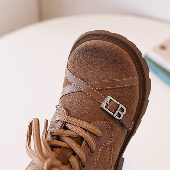 Lányoknak szánt Martin bakancsok, tehén split bőrrel, gumírozott talp, oldalsó cipzár, ősz–tél 2025, 4–12 éveseknek