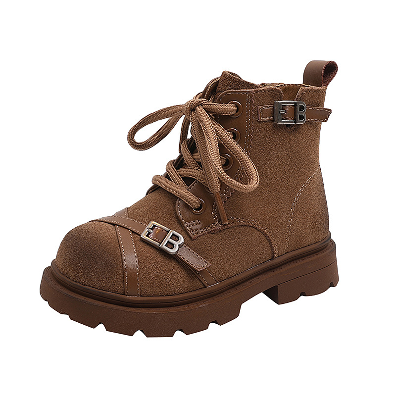 Lányoknak szánt Martin bakancsok, tehén split bőrrel, gumírozott talp, oldalsó cipzár, ősz–tél 2025, 4–12 éveseknek