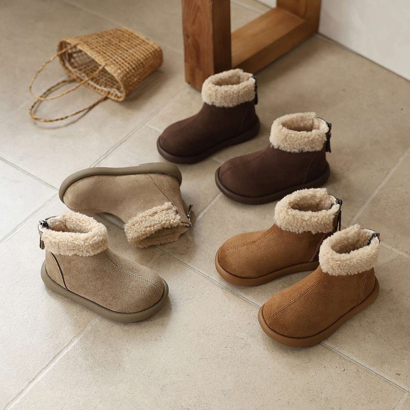 Dječje čizme inspirirane Birkenstock, umjetna koža, podstava od umjetnog krzna, stražnji zatvarač, unisex, korejski stil, jesen-zima