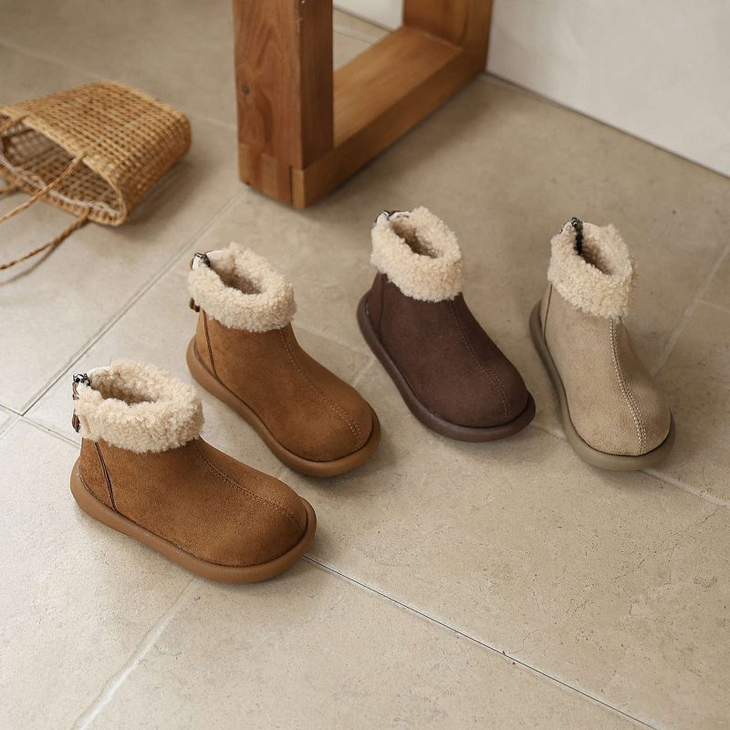 Dječje čizme inspirirane Birkenstock, umjetna koža, podstava od umjetnog krzna, stražnji zatvarač, unisex, korejski stil, jesen-zima
