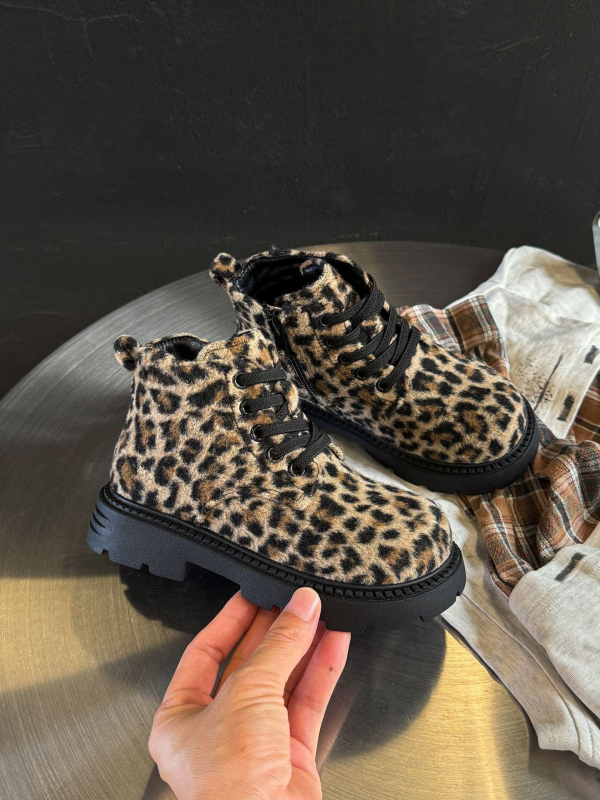 Dječje Martin cipele s leopard uzorkom, zima 2025, velur, topla podstava od pamuka, unisex