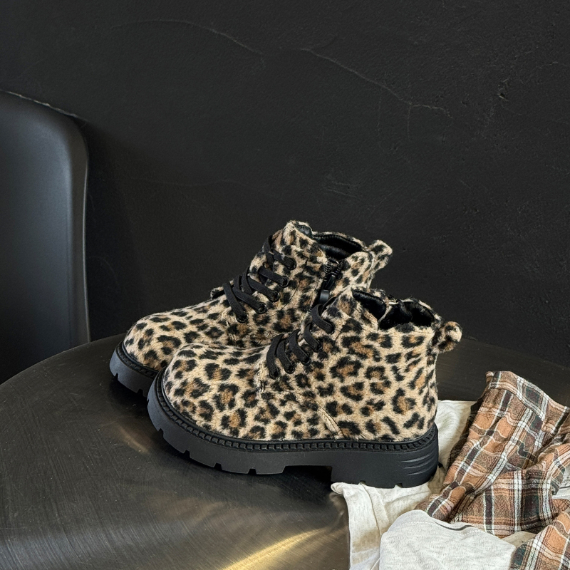 Dječje Martin cipele s leopard uzorkom, zima 2025, velur, topla podstava od pamuka, unisex