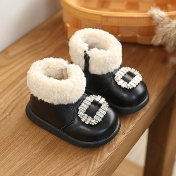 Martin čizme za djecu 1–3 godine, krzno ovratnik i flis podstava, bočni zatvarač, PU gornji dio, gumeni potplat, srednja visina, korejska verzija, zima 2025