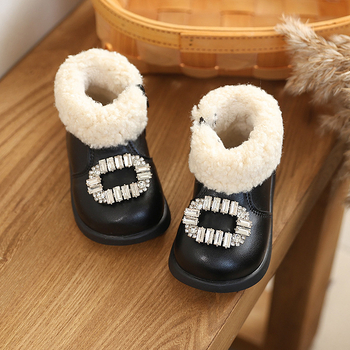 Martin čizme za djecu 1–3 godine, krzno ovratnik i flis podstava, bočni zatvarač, PU gornji dio, gumeni potplat, srednja visina, korejska verzija, zima 2025